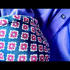 Ted Baker Endurance Men’s Button Down Purple Geometric Pattern, 15.5, flip cuff